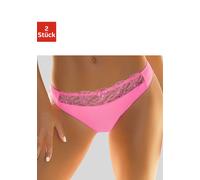 Slip NUANCE BY LASCANA, Damen, Gr. 36/38, pink (pink, weiß), Obermaterial: 92% Polyester, 8% Elasthan, Unterhosen Slip, mit schöner Stickereispitze (96860029-36) pink, weiß