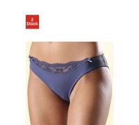 Slip NUANCE BY LASCANA, Damen, Gr. 40/42, blau (2xblaugrau), Microfaser, Obermaterial: 85% Polyamid, 15% Elasthan, körpernah, Unterhosen Slip, mit Spitzeneinsatz vorne (860299-40) 2xblaugrau