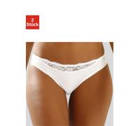 Slip NUANCE BY LASCANA, Damen, Gr. 44/46, weiß (2xweiß), Microfaser, Obermaterial: 85% Polyamid, 15% Elasthan, körpernah, Unterhosen Slip, mit Spitzeneinsatz vorne (260159-44) 2xweiß