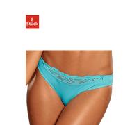 Slip NUANCE BY LASCANA, Damen, Gr. 40/42, blau (2xtürkis), Microfaser, Obermaterial: 85% Polyamid, 15% Elasthan, körpernah, Unterhosen Slip, mit Spitzeneinsatz vorne (359470-40) 2xtürkis