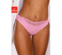 Slip NUANCE, Damen, Gr. 44/46, 2 Stk., pink (2x pink), Microfaser, Obermaterial: 85% Polyamid, 15% Elasthan, körpernah, Unterhosen Slip, mit Spitzeneinsatz vorne (98913528-44) 2x pink