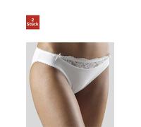 Slip NUANCE, Damen, Gr. 36/38, 2 Stk., beige (2xcreme), Microfaser, Obermaterial: 85% Polyamid, 15% Elasthan, körpernah, Unterhosen Slip, mit Spitzeneinsatz vorne (896366-36) 2xcreme