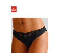 Slip NUANCE, Damen, Gr. 36/38, 2 Stk., schwarz (2xschwarz), Microfaser, Obermaterial: 85% Polyamid, 15% Elasthan, körpernah, Unterhosen Slip, mit Spitzeneinsatz vorne (561248-36) 2xschwarz