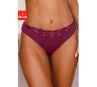 Slip NUANCE, Damen, Gr. 40/42, 2 Stk., lila (2x cassis), Microfaser, Obermaterial: 85% Polyamid, 15% Elasthan, körpernah, Unterhosen Slip, mit Spitzeneinsatz vorne (31208214-40) 2x cassis