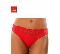 Slip NUANCE, Damen, Gr. 52/54, 2 Stk., rot (rot, weiß), Obermaterial: 92% Polyester, 8% Elasthan, Unterhosen Slip, mit schöner Stickereispitze (598817-52) rot, weiß