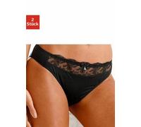 Slip NUANCE, Damen, Gr. 52/54, 2 Stk., schwarz (schwarz, weiß), Obermaterial: 92% Polyester, 8% Elasthan, Unterhosen Slip, mit schöner Stickereispitze (376763-52) schwarz, weiß