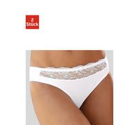 Slip NUANCE, Damen, Gr. 52/54, 2 Stk., weiß (2xweiß), Obermaterial: 92% Polyester, 8% Elasthan, Unterhosen Slip, mit schöner Stickereispitze (84790208-52) 2xweiß