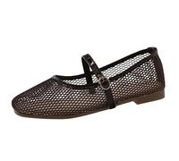 Slip on Ballerinas Damen Flache Atmungsaktiv Sommer Slip in Barfuss Schuhe Breite Füße Mesh Orthopädische Sommerschuhe Damen mit Schnalle Elegant Leichte Bequem Freizeitschuhe (Bronze, 40)
