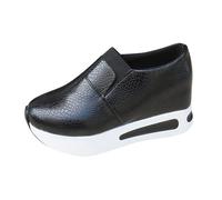 Slip-on Plateauschuhe für Damen, Sneaker, ohne Schnürsenkel, große Größe, dicke Sohle, leicht, Sportschuhe, Walking, Sneaker, modisch, lässig, Schwarz, 39 EU