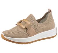 Slip-On Sneaker ARA "NEW YORK", Damen, Gr. 6,5, gold (sand, goldfarben), Textil, Veloursleder, Schuhe Slip-On Sneaker, Freizeitschuh, Keilsneaker, Komfortschuh in Weite H (= sehr weit (10501419-6,5)