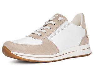 Slip-On Sneaker ARA "OSAKA", Damen, Gr. 8 (42), beige (weiß, hellbeige), Glattleder, Veloursleder, kontrastfarbene Details, Schuhe, Keilsneaker, Slipper mit Easy2Go-Einschlupf, H-Weite (90453461-8) we