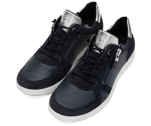 Slip-On Sneaker ARA "ROMA", Damen, Gr. 6,5, dunkelblau, silberfarben, Textil, Veloursleder, kontrastfarbene Details, Schuhe, Freizeitschuh, Halbschuh, Schnürschuh in Komfortweite H (=sehr weit) (60262