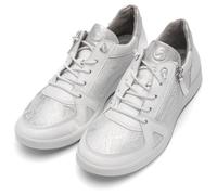 Slip-On Sneaker ARA "ROMA", Damen, Gr. 7 (41), weiß, silberfarben, Glattleder, Textil, Reptilienprägung, Schuhe, Freizeitschuh, Halbschuh, Schnürschuh in Komfortweite H (=sehr weit) (60283949-7) weiß,