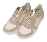 Slip-On Sneaker ARA "ROMA", Damen, Gr. 8 (42), weiß, hellbeige, Textil, Veloursleder, kontrastfarbene Details, Schuhe, Freizeitschuh, Halbschuh, Schnürschuh in Komfortweite H (=sehr weit) (99468336-8)
