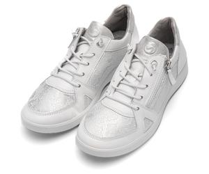 Slip-On Sneaker ARA "ROMA", Herren, Gr. 6,5, weiß, silberfarben, Glattleder, Textil, Reptilienprägung, Schuhe, Freizeitschuh, Halbschuh, Schnürschuh in Komfortweite H (=sehr weit) (60283949-6,5) weiß,