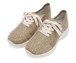 Slip-On Sneaker ARA "SEATTLE", Damen, Gr. 5,5 (38,5), beige (sand), Textil, Schuhe, Keilabsatz, Slipper, Freizeitschuh mit Strasssteinen, H-Weite (92274842-5,5) sand