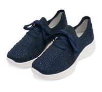 Slip-On Sneaker ARA "SEATTLE", Damen, Gr. 6 (39), blau (nachtblau), Textil, Schuhe, Keilabsatz, Slipper, Freizeitschuh mit Strasssteinen, H-Weite (27325840-6) nachtblau