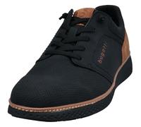 Slip-On Sneaker BUGATTI, Herren, Gr. 40, schwarz, Lederimitat, kontrastfarbene Details, Schuhe, Halbschuh, Freizeitsneaker mit Perforation, elastische Schnürsenkel (39096964-40) schwarz