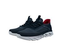 Slip-On Sneaker BUGATTI, Herren, Gr. 42, blau (dunkelblau), Textil, Schuhe, Freizeitschuh, Schlupfschuh mit aufgesetzter Schnürung (43127243-42) dunkelblau