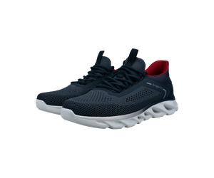 Slip-On Sneaker BUGATTI, Herren, Gr. 43, dunkelblau, Textil, Schuhe, Freizeitschuh, Schlupfschuh mit aufgesetzter Schnürung (43127243-43) dunkelblau