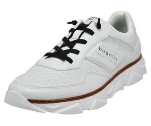 Slip-On Sneaker BUGATTI, Herren, Gr. 45, weiß, Lederimitat, Schuhe, Freizeitschuh, Halbschuh, Slipper mit Kontrast-Rahmenbesatz (42449338-45) weiß