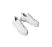 Slip-On Sneaker CALVIN KLEIN JEANS "EVA RUNNER LACEUP SOCK MAT MIX", Damen, Gr. 42, weiß, silberfarben, Lederimitat, Textil, unifarben mit Farbeinsatz, Schuhe, Schlupfschuh, Halbschuh, Feizeitsneaker