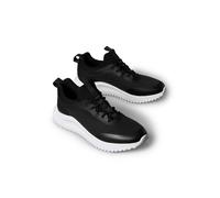 Slip-On Sneaker CALVIN KLEIN JEANS "EVA RUNNER LACEUP SOCK MAT MIX", Herren, Gr. 42, schwarz-weiß (schwarz), Lederimitat, Textil, unifarben, Schuhe, Halbschuh, Sportschuh, Freizeitschuh, Schnürschuh m