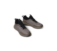 Slip-On Sneaker CALVIN KLEIN JEANS "EVA RUNNER LACEUP SOCK MAT MIX", Herren, Gr. 45, braun (taupe, schwarz), Lederimitat, Textil, unifarben mit Farbeinsatz, Schuhe, Halbschuh, Sportschuh, Freizeitschu