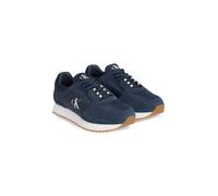 Slip-On Sneaker CALVIN KLEIN JEANS "RETRO RUNNER SOCK LACE UP NY-SU", Herren, Gr. 43, blau (navy, weiß), Lederimitat, Textil, unifarben mit Farbeinsatz, Schuhe, Halbschuh, Freizeitsneaker mit CK-Logo 