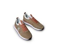 Slip-On Sneaker CALVIN KLEIN JEANS "RETRO RUNNER SOCK LACEUP MIX MAT", Damen, Gr. 37, braun (taupe, altrosa, grau), Textil, Veloursleder, kontrastfarbene Details, Schuhe, Schlupfschuh, Freizeitsneaker