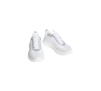 Slip-On Sneaker CALVIN KLEIN "LIGHT EVA RUNNER NYL-SUE", Damen, Gr. 42, weiß, silberfarben, Leder, Synthetik, Textil, metallic, unifarben mit Farbeinsatz, Schuhe, Schlupfschuh, Slipper, Freizeitsneake