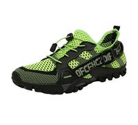 Slip on Sneaker Herren Sommer Mesh Leichte Wanderschuhe Atmungsaktiv Slip in Schuhe mit Schnürsenkel Boss Orthopädische Schuhe Breite Füße Laufschuhe Bequem Freizeitschuhe (Green, 41)