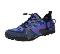 Slip on Sneaker Herren Sommer Mesh Leichte Wanderschuhe Atmungsaktiv Slip in Schuhe mit Schnürsenkel Boss Orthopädische Schuhe Breite Füße Laufschuhe Bequem Freizeitschuhe (Blue, 43)