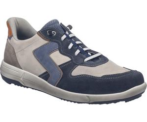 Slip-On Sneaker JOSEF SEIBEL "Enrico 34", Herren, Gr. 45, indigo, multi, Leder, kontrastfarbene Details, Schuhe, Slipper, Halbschuh, Komfortschuh, Kontrastbesätze, Weite G (=weit) (43126703-45) indigo