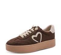 Slip-On Sneaker MARCO TOZZI, Damen, Gr. 40, braun, Lederimitat, Textil, aufgeraut, bestickt, kontrastfarbene Details, Schuhe, Freizeitschuh, Plateausneaker, Slipper mit Plüsch-Herz (62649165-40) braun