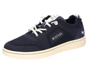 Slip-On Sneaker MUSTANG SHOES, Damen, Gr. 39, blau (dunkelblau), Lederimitat, Textil, Schuhe, Slipper, Sommerschuh mit Strickbündchen (91073702-39) dunkelblau