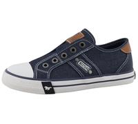 Slip-On Sneaker MUSTANG SHOES "Gaspare", Mädchen, Gr. 37, navy, Baumwolle, Schuhe, Freizeitschuh, Slipper, Halbschuh mit Kontrastnähten (88059431-37) navy