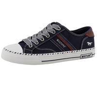 Slip-On Sneaker MUSTANG SHOES "Magdalena", Damen, Gr. 38, navy, Baumwolle, Schuhe, Slipper, Halbschuh mit Kontrastbesatz und Logoschriftzügen (66223154-38) navy