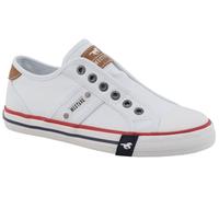 Slip-On Sneaker MUSTANG SHOES "Winona", Damen, Gr. 42, weiß, Baumwolle, Schuhe, Slipper, Halbschuh mit modischen Kontrastnähten (71051708-42) weiß