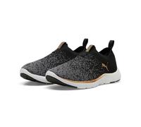 Laufschuh PUMA "Softride Premier Slip-On Strick-Laufschuhe Damen" Gr. 37, schwarz (black gold cool dark gray) Schuhe Damen (42169009-37)