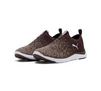 Slip-On Sneaker PUMA "SOFTRIDE REMI SLIP-ON KNIT WNS", Damen, Gr. 40,5, braun (chocolate fondue, mouse gray, mauve glow), Textil, Schuhe, für Sport, mit SOFTFOAM+ Dämpfung, aus gestricktem Textil (638