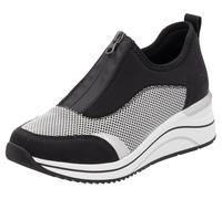 Slip-On Sneaker REMONTE, Damen, Gr. 44, schwarz-weiß (schwarz, weiß), Lederimitat, Textil, sportlich, Schuhe, Freizeitschuh, Halbschuh, Slipper in veganer Verarbeitung (17191700-44) schwarz, weiß