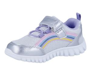 Slip-On Sneaker RICHTER "Wallaby", Mädchen, Gr. 26, silber (silberfarben, multi), Lederimitat, Textil, Glitzer, Mesh, Schuhe, Klettschuh mit Regenbogen-Motiv, Größenschablone zum Download (68834827-26