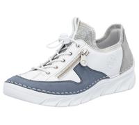 Slip-On Sneaker RIEKER, Damen, Gr. 36, weiß (weiß, kombiniert), Lederimitat, Schuhe, Slipper, Freizeitschuh mit kontrastfarbenen Besätzen (72199566-36) weiß, kombiniert