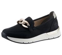 Slip-On Sneaker RIEKER, Damen, Gr. 37, gold (schwarz, goldfarben), Nubuklederimitat, Schuhe Slip-On Sneaker, Slipper, Freizeitschuh mit herausnehmbarer Innensohle, Topseller (45869309-37)