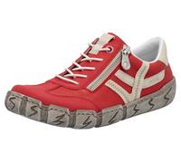 Slip-On Sneaker RIEKER, Damen, Gr. 37, rot (rot, beige), Leder, Lederimitat, kontrastfarbene Details, sportlich, Schuhe, Halbschuh, Schlupfschuh, Freizeitschuh mit weicher Innensohle (36175302-37) rot