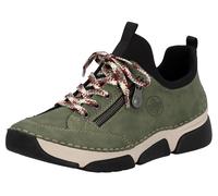 Slip-On Sneaker RIEKER, Damen, Gr. 37, schwarz (khaki, schwarz), Nubuklederimitat, Textil, Schuhe, Schlupfschuh, Halbschuh, Freizeitschuh mit weicher Innensohle (88698114-37) khaki, schwarz