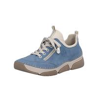 Rieker Damen Slip-On Sneaker 28096955 Nubuklederimitat/Textil Blau/Creme Gr. 38 weiche Innensohle