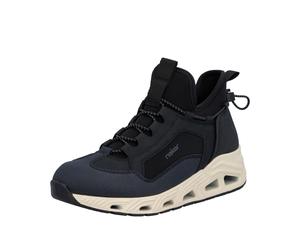 Slip-On Sneaker RIEKER, Damen, Gr. 38, blau, schwarz, Lederimitat, unifarben mit Farbeinsatz, Basic, Schuhe, Freizeitschuh, Schlupfboots, High-Top-Sneaker, Slip-On mit Gummizug (50464538-38) blau, sch