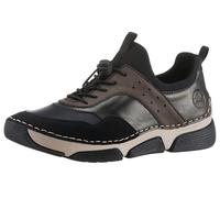 Slip-On Sneaker RIEKER, Damen, Gr. 38, braun (schwarz, braun), Lederimitat, Textil, Schuhe, Schlupfschuh, Freizeitschuh, Halbschuh mit Schnellverschluus (87598942-38) schwarz, braun